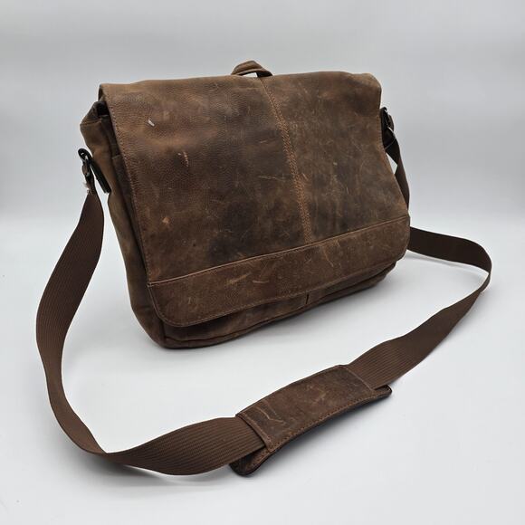 Wilsons Leather Messenger Bag Brown Vintage Legal Breifcase Shoulder Distressed - Picture 2 of 16